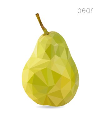 Armut, geometrik poligonal meyve, üçgenler, vektör çizim