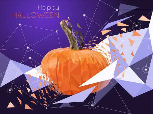 Illustration Vectorielle Polygonale Une Citrouille Halloween — Image vectorielle
