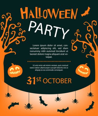 Halloween parti davetiyeler veya geleneksel semboller ile tebrik kartları.