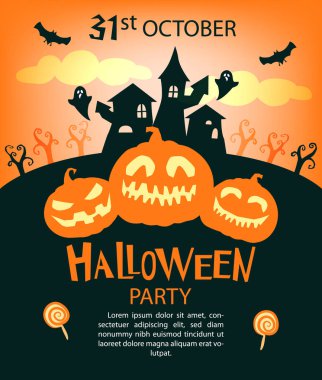 Halloween parti davetiyeler veya geleneksel semboller ile tebrik kartları.