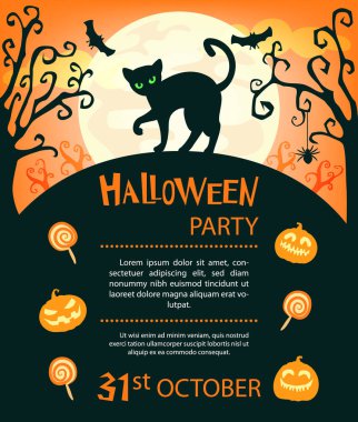 Halloween parti davetiyeler veya geleneksel semboller ile tebrik kartları.