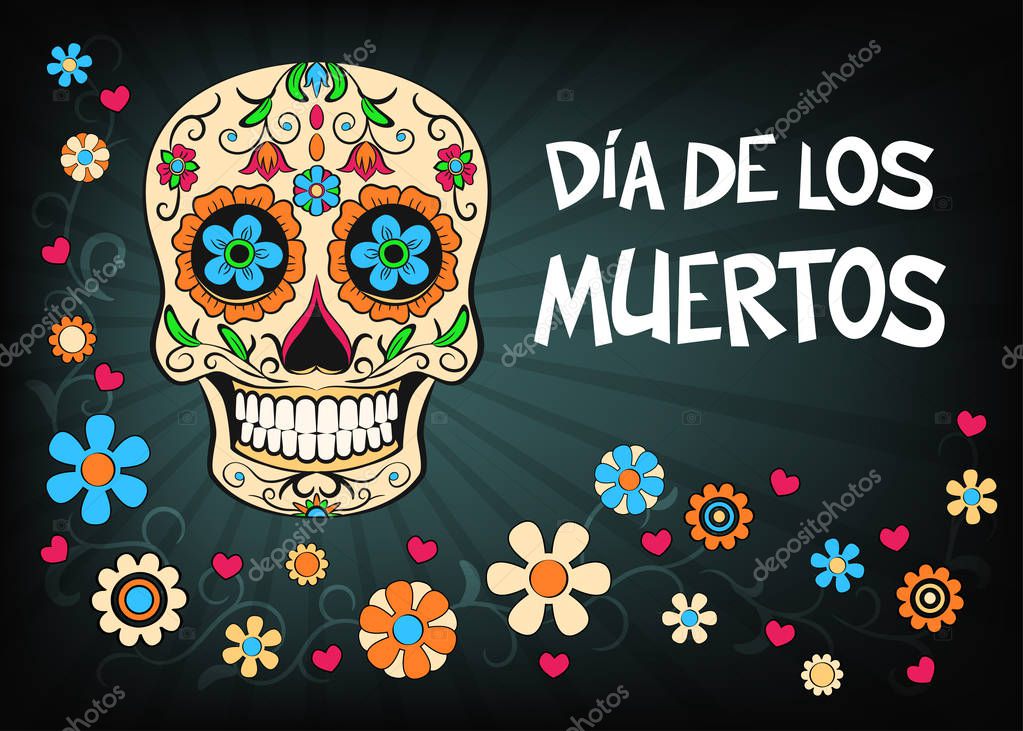 Mexican holiday vector illustration for Day of the dead or Dia de los muertos