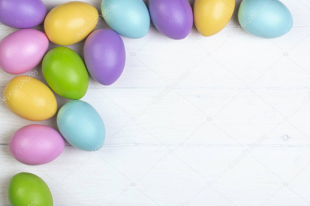 Multi-colored easter eggs on a white background