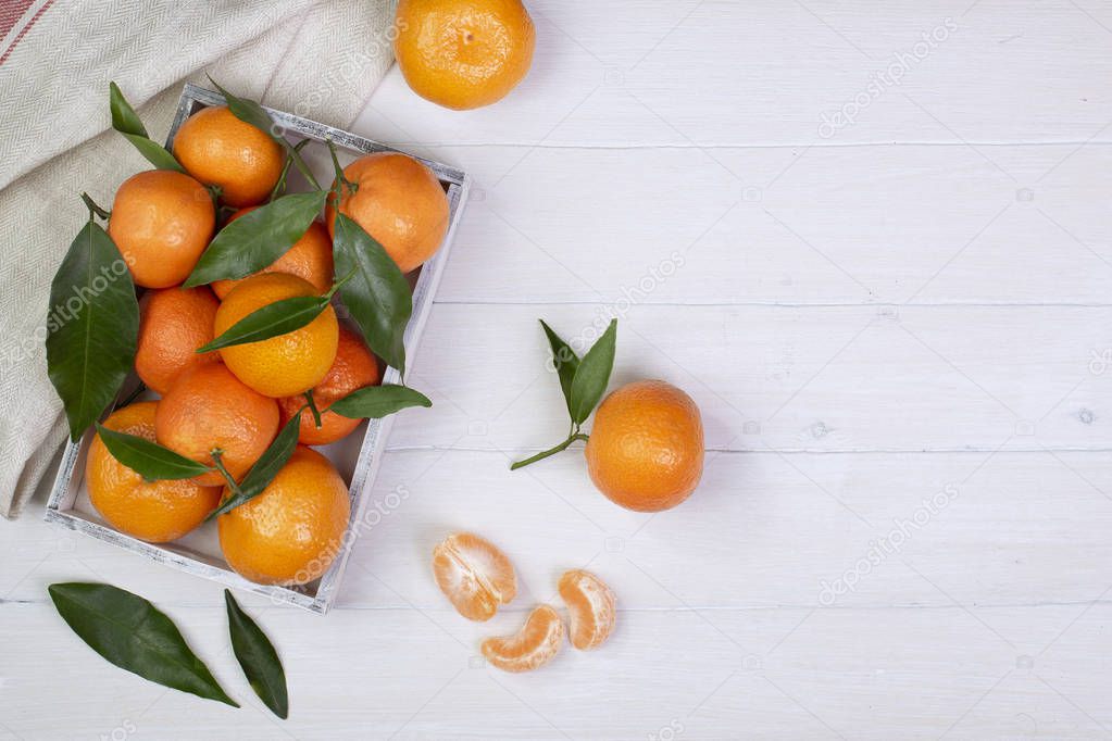 Tangerines on white background.