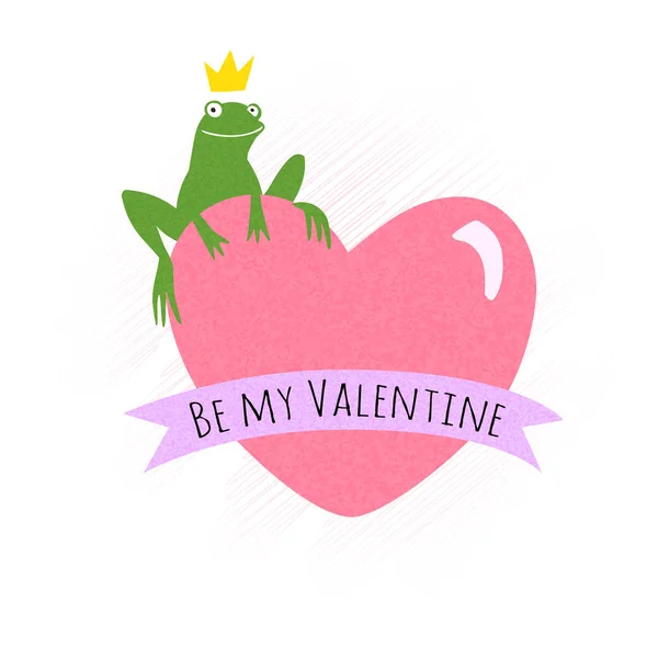 Будь Моим Валентином Открытка День Святого Валентина Флаер Милой Зеленой — стоковый вектор