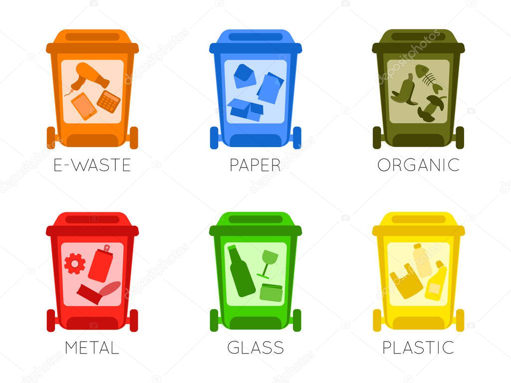 Contenedores Para Basura Diferentes Tipos Conjunto Botes Basura