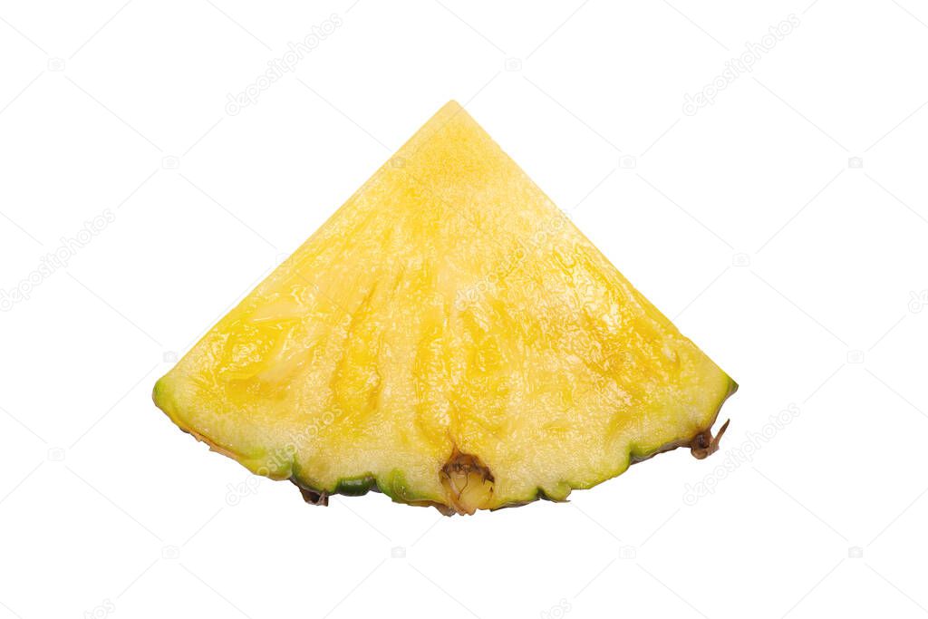 Fresh cut pineapple. Slice isolated on white background. 