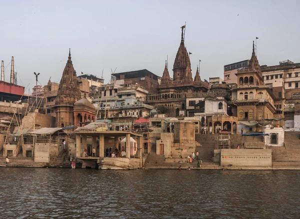 Varanasi Bakan Nehir Ganga Sabah Hindistan — Stok fotoğraf
