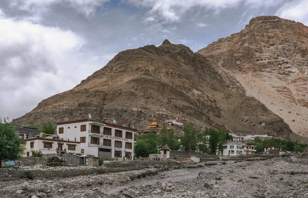 Città Kaza Sede Della Remota Valle Spiti Nell Himalaya Occidentale — Foto Stock