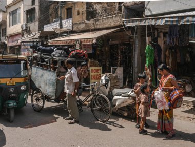 Delhi 'nin eski sokakları. Hindistan