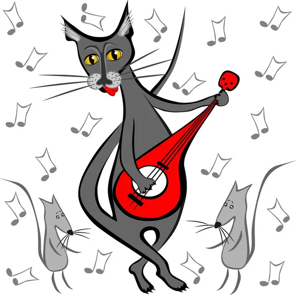 Bir gitar ile Kedi - dans bir fare