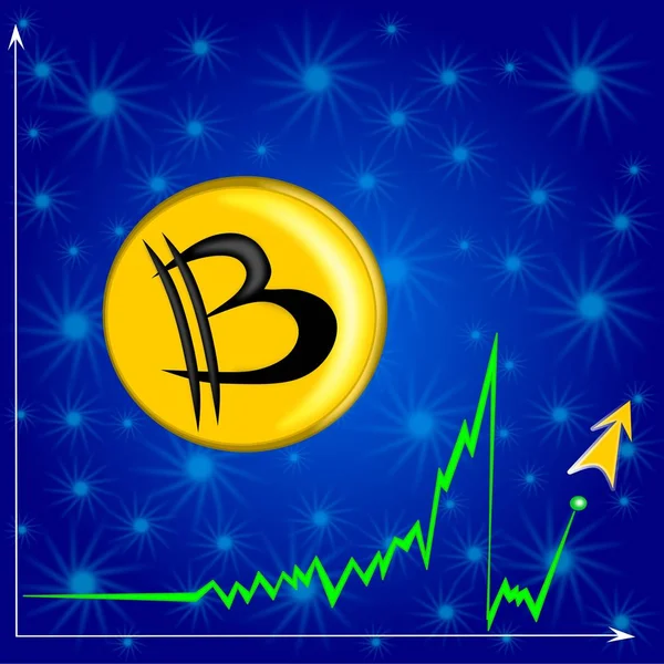 Bitcoin rapida crescita su scambi criptovaluta — Vettoriale Stock