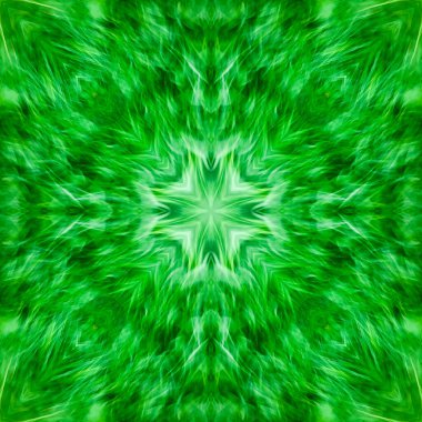 Bilgisayar grafikleri, illüstrasyon - kare desen, yeşilin farklı tonlarında kaleydoskop. Zümrüt Sihir, gerçeküstü, yama işi