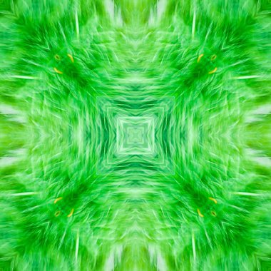 Bilgisayar grafikleri, illüstrasyon - kare desen, yeşilin farklı tonlarında kaleydoskop. Zümrüt Sihir, gerçeküstü, yama işi