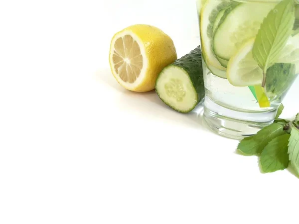 Agua Con Limón Pepino Estilo Vida Saludable — Foto de Stock