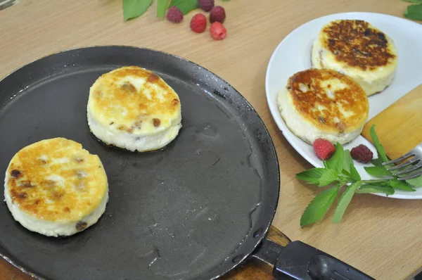 Desayuno Queso Cabaña Los Pasteles Queso Sartén — Foto de Stock