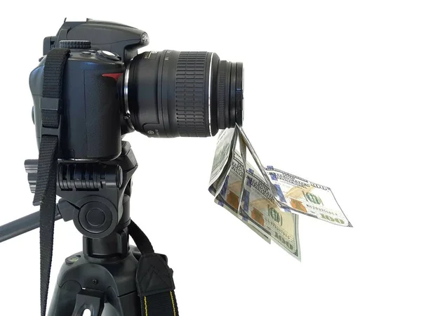Camera Geld Inkomsten Voor Foto Photobanks — Stockfoto