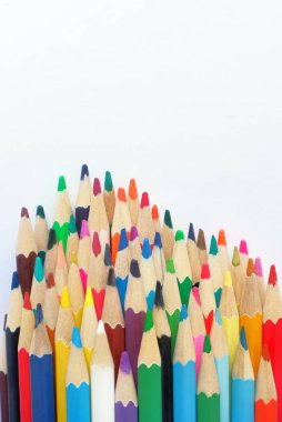 Renkli kalemlerin bir dizi yakın çekim. Renk terapisi Concept. Copy alanı metin için seçici odak.