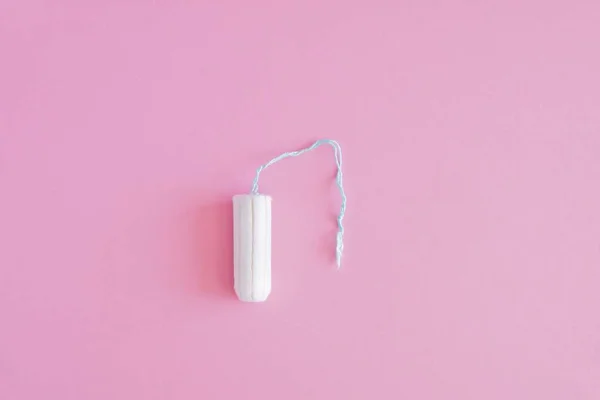 Tampão Higiênico Fundo Rosa Ciclo Menstrual Meios Proteção Visão Superior — Fotografia de Stock