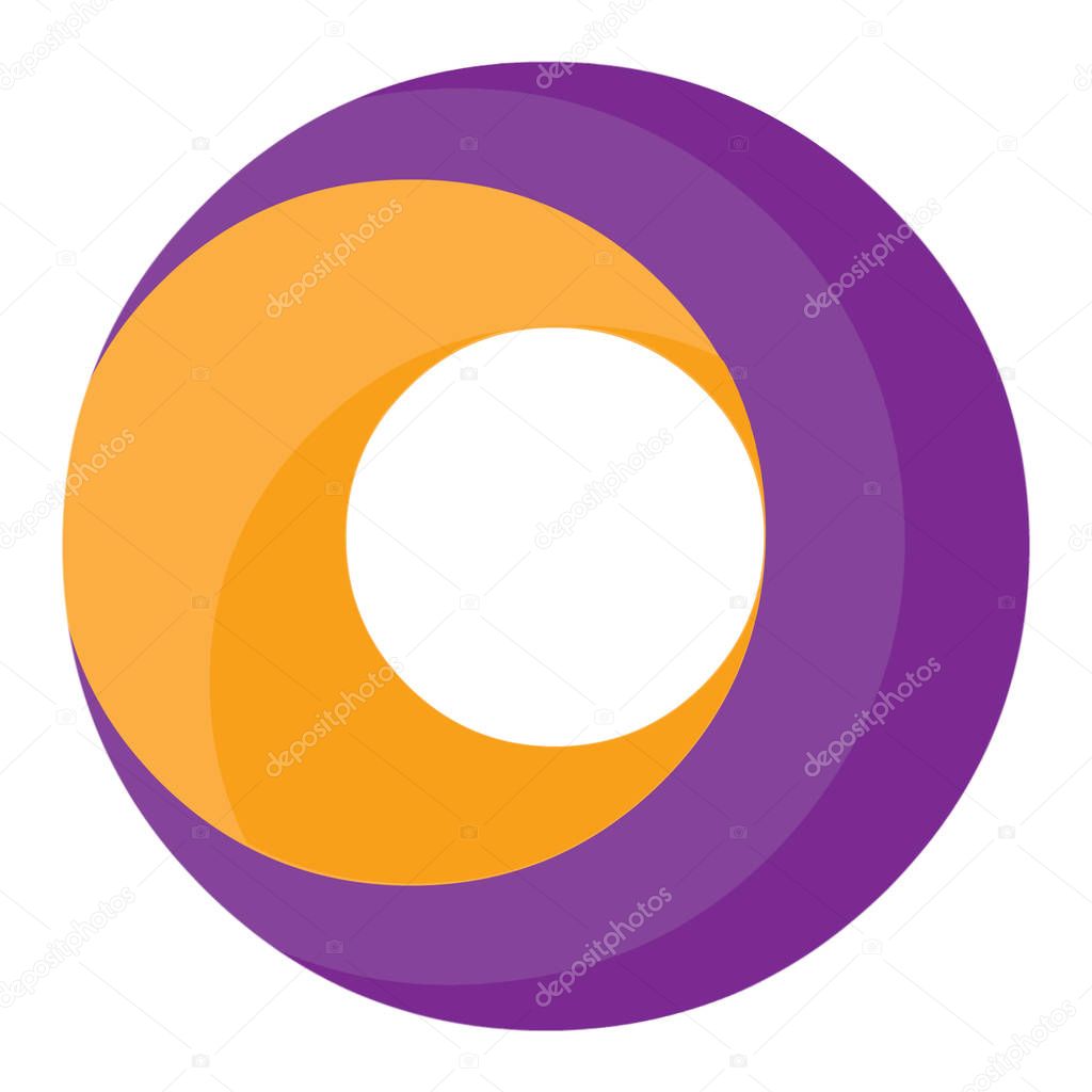 purple and yellow letter o shape