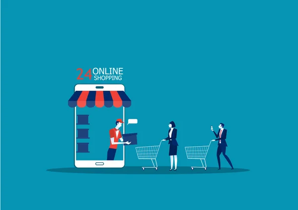 Online Winkelen Levering Concept Online Shop App Ecommerce Sales Online — Stockvector