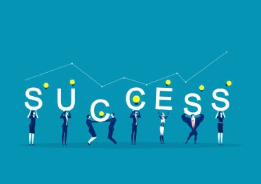 Ofis Çalışanları Word başarı holding, Takım Çalışması, İşbirliği, Ortaklık Vektör İllüstrasyon