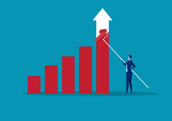 Empresário Desenho Financeiro Bar Gráfico Finanças Sucesso Conceito Vector Ilustração — Vetor de Stock