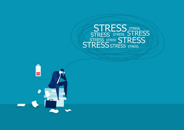 Vector Illustration Businessman Stress Many Paper — Stock Vector
