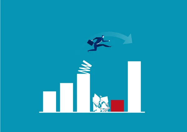 Businessman Jump Spring Growing Bar Chart Vector Illustrator — 스톡 벡터