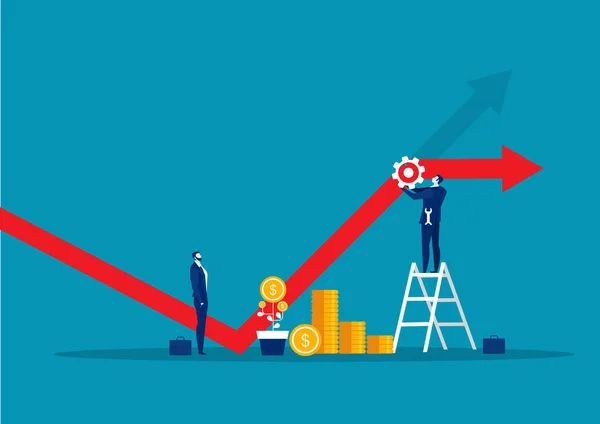 Empresário Fixação Gráfico Financeiro Decrescente Com Ferramenta Chave Conceito Vetor — Vetor de Stock