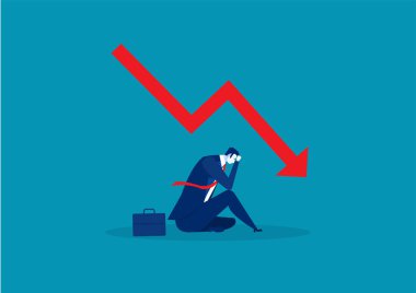 Üzgün işadamı Red Arrow grafik finansal krizinde başarısız oldu