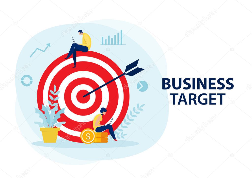Business plan and  target achievement Concept vector illustrator.