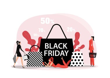 Online alışveriş konseptiyle Kara Cuma buluşmasında kadın alışverişi.