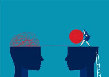 Düşünce konseptinde tam tersi bir kaos ve düzen. vektör illüstrasyonu