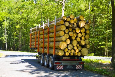 Fully loaded truck trailer with wooden pallets surrounded with wooden boards without Truck clipart
