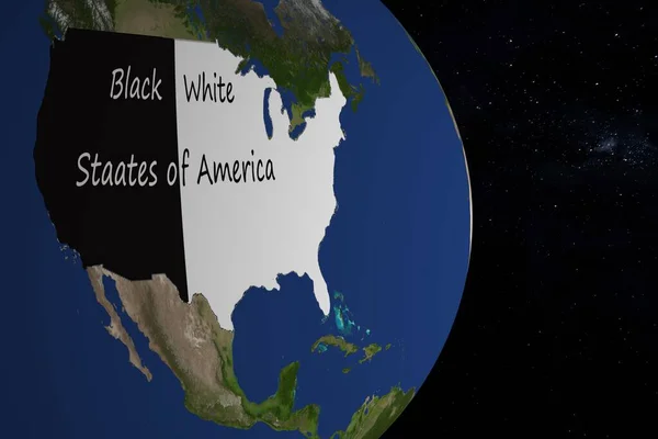 Земля с черно-белой Америкой символизирует расизм в этой стране — стоковое фото