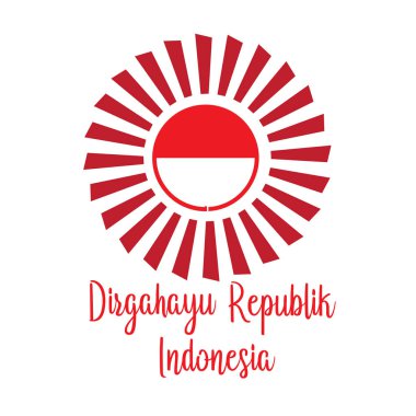 Mutlu bağımsızlık gün Endonezya çeviri. Endonezya mutlu bağımsızlık günü bayrak afişi. - Vektör