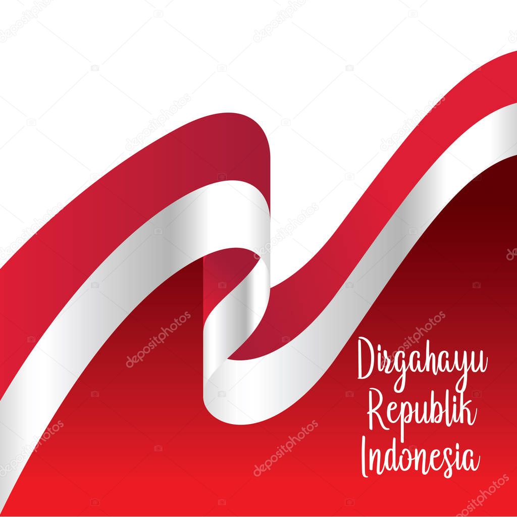Happy independence day indonesian translation. Flag banner of indonesian happy independence day. - Vector