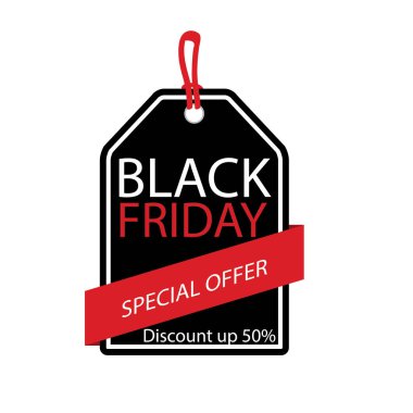 Black Friday Sale etiketi. Vektör reklam illüstrasyon. Promosyon pazarlama indirim olay
