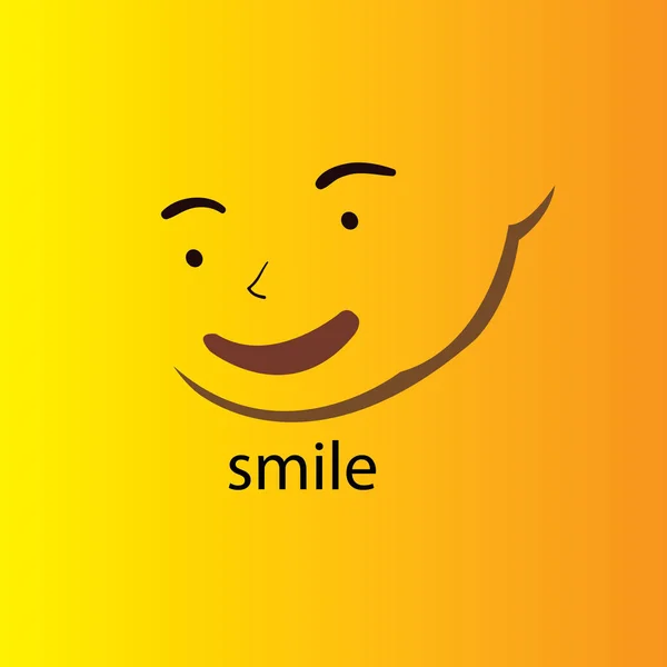 Smile icon tempate design. Логотип вектора смайлика на желтом фоне. Face line art style - Vector — стоковый вектор