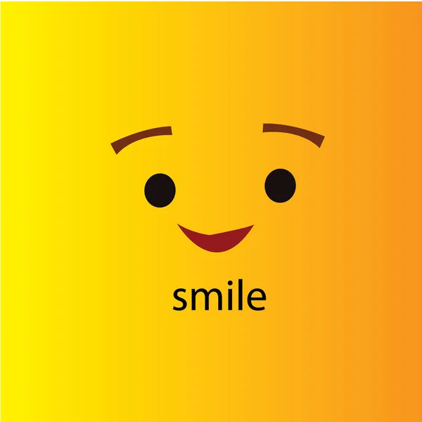 Smile icon tempate design. Логотип вектора смайлика на желтом фоне. Face line art style - Vector — стоковый вектор