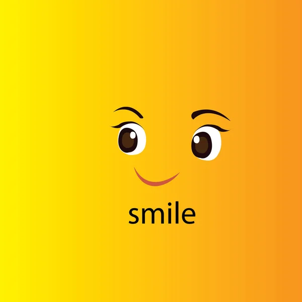 Smile icon tempate design. Логотип вектора смайлика на желтом фоне. Face line art style - Vector — стоковый вектор