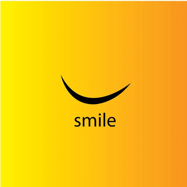 Modèle d'icône sourire design. Logo vectoriel émoticône souriant sur fond jaune. Style d'art de ligne de visage - Vecteur — Image vectorielle