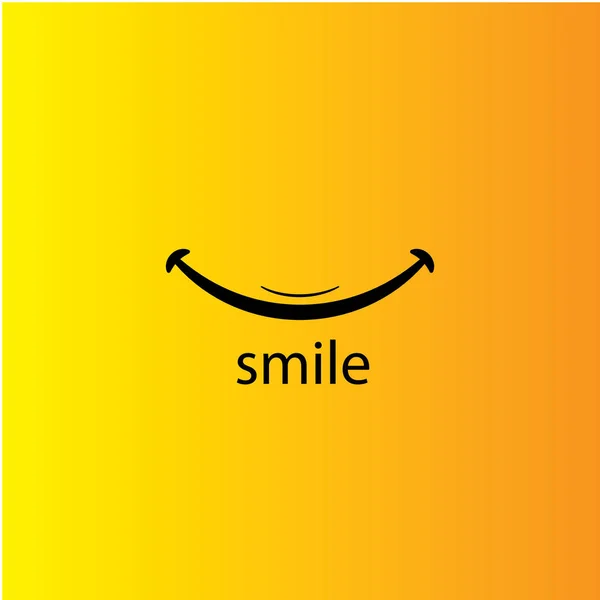 Diseño de plantilla de icono de sonrisa. Sonriente logotipo del vector emoticono sobre fondo amarillo. Estilo de arte de línea facial - Vector — Archivo Imágenes Vectoriales