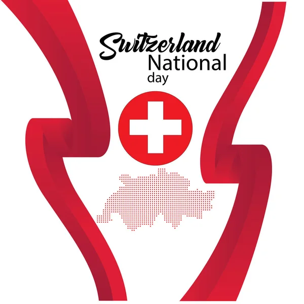 Ελβετία Σημαία Ευτυχισμένη Ελβετική Εθνική Ημέρα Διάνυσμα — Διανυσματικό Αρχείο