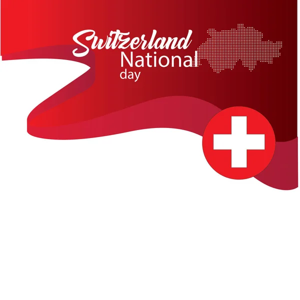 Vlag Van Zwitserland Gelukkig Zwitserse Nationale Dag Vector — Stockvector