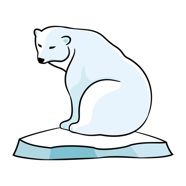 Polar Bear Ice Floe White Background — Stock Vector