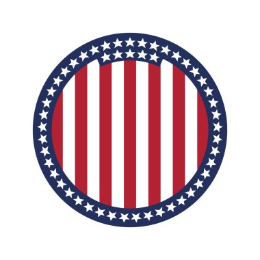Amerika Birleşik Devletleri yuvarlak bayrak beyaz arka plan üzerinde.