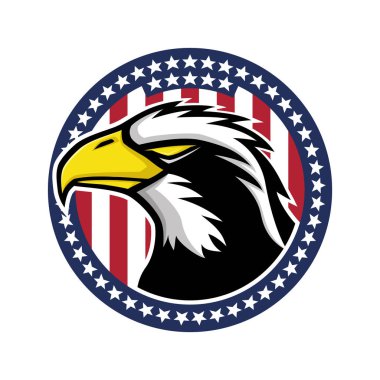 Kel kartal ve Amerika Birleşik Devletleri bayrağı.