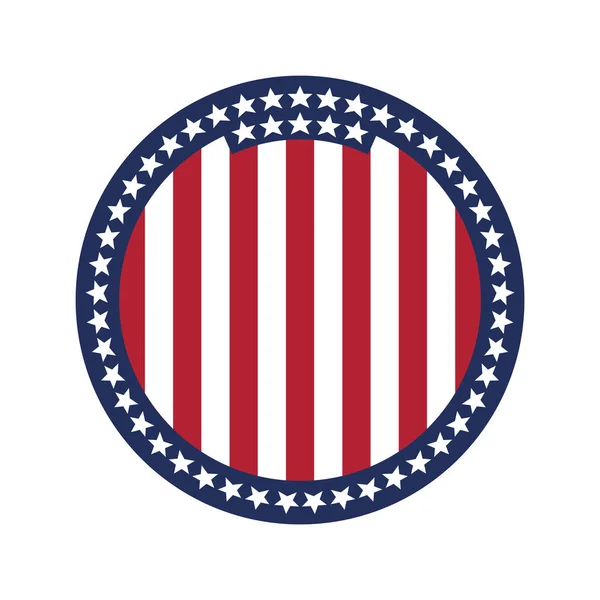 Drapeau Rond Des États Unis Amérique Sur Fond Blanc — Image vectorielle